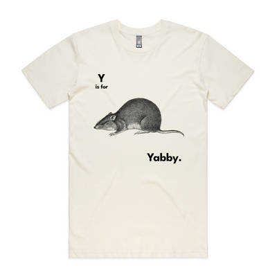 Y Is For Yabby Tee by Lonely Kids Club. All clothing from our T-shirts to our shorts and hoodies are ethically made, and printed packed and shipped from Sydney.