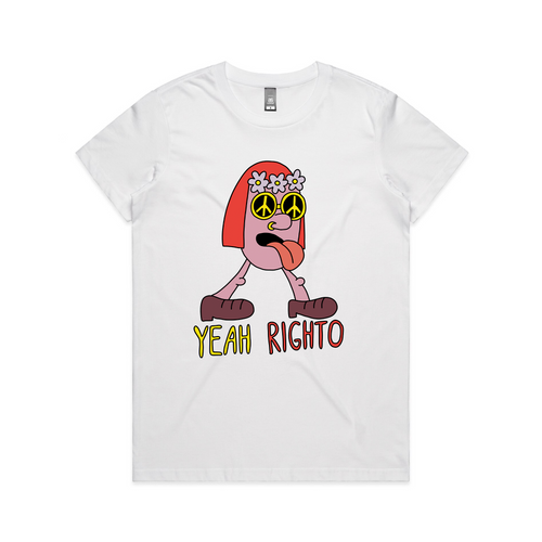 Yeah Righto Tee by Lonely Kids Club. All clothing from our T-shirts to our shorts and hoodies are ethically made, and printed packed and shipped from Sydney.