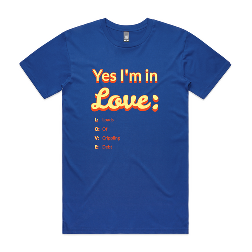 Yes I'm In Love Tee by Lonely Kids Club. All clothing from our T-shirts to our shorts and hoodies are ethically made, and printed packed and shipped from Sydney.