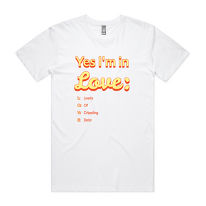 Yes I'm In Love Tee by Lonely Kids Club. All clothing from our T-shirts to our shorts and hoodies are ethically made, and printed packed and shipped from Sydney.