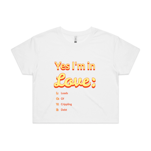 Yes I'm In Love Tee by Lonely Kids Club. All clothing from our T-shirts to our shorts and hoodies are ethically made, and printed packed and shipped from Sydney.