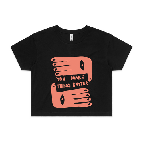 You Make Things Better Tee by Lonely Kids Club. All clothing from our T-shirts to our shorts and hoodies are ethically made, and printed packed and shipped from Sydney.