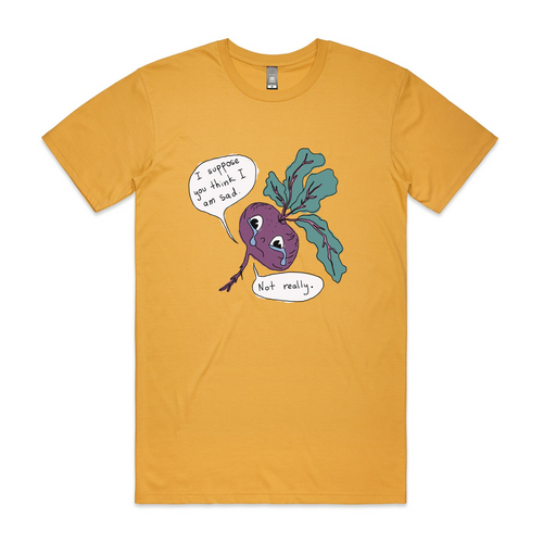 You Think I Am Sad Tee by Lonely Kids Club. All clothing from our T-shirts to our shorts and hoodies are ethically made, and printed packed and shipped from Sydney.