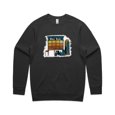 Book Store Jumper by Lonely Kids Club. All clothing from our T-shirts to our shorts and hoodies are ethically made, and printed packed and shipped from Sydney.