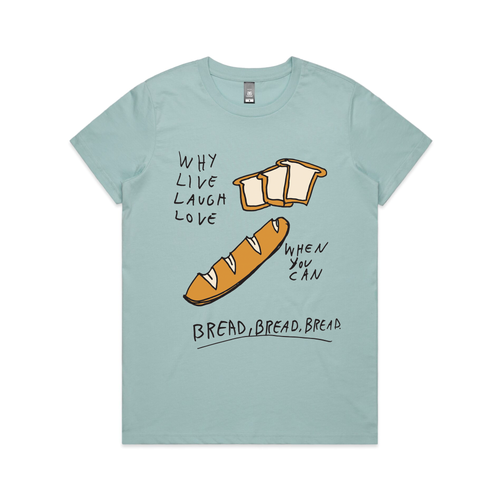 Bread Bread Bread Tee by Lonely Kids Club. All clothing from our T-shirts to our shorts and hoodies are ethically made, and printed packed and shipped from Sydney.