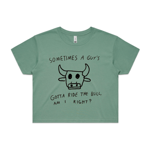 Ride The Bull Tee by Lonely Kids Club. All clothing from our T-shirts to our shorts and hoodies are ethically made, and printed packed and shipped from Sydney.