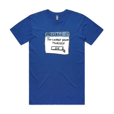 Can't Delete Tee by Lonely Kids Club. All clothing from our T-shirts to our shorts and hoodies are ethically made, and printed packed and shipped from Sydney.