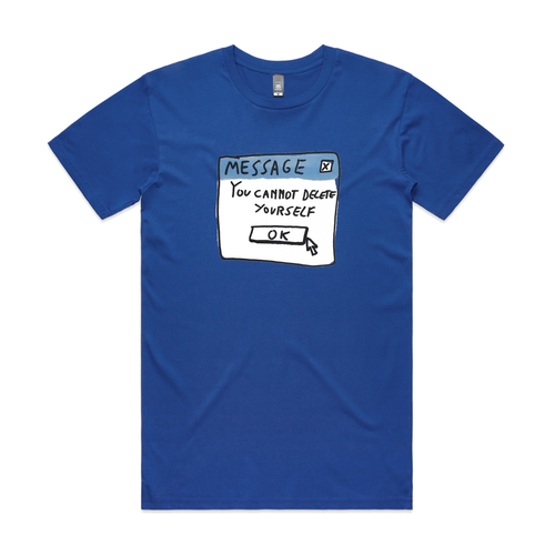 Can't Delete Tee by Lonely Kids Club. All clothing from our T-shirts to our shorts and hoodies are ethically made, and printed packed and shipped from Sydney.