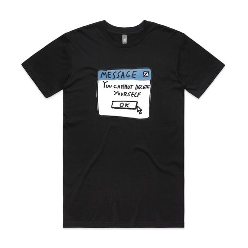 Can't Delete Tee by Lonely Kids Club. All clothing from our T-shirts to our shorts and hoodies are ethically made, and printed packed and shipped from Sydney.