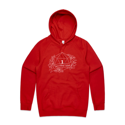 Critical Failure Hoodie by Lonely Kids Club. All clothing from our T-shirts to our shorts and hoodies are ethically made, and printed packed and shipped from Sydney.