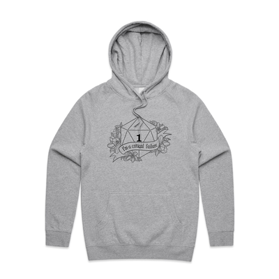 Critical Failure Hoodie by Lonely Kids Club. All clothing from our T-shirts to our shorts and hoodies are ethically made, and printed packed and shipped from Sydney.