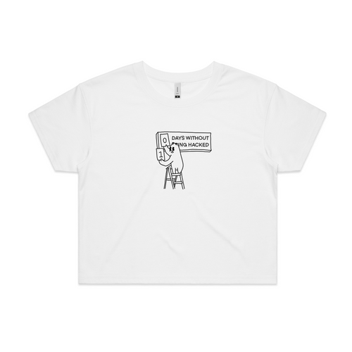 Days Without Hack Tee by Lonely Kids Club. All clothing from our T-shirts to our shorts and hoodies are ethically made, and printed packed and shipped from Sydney.