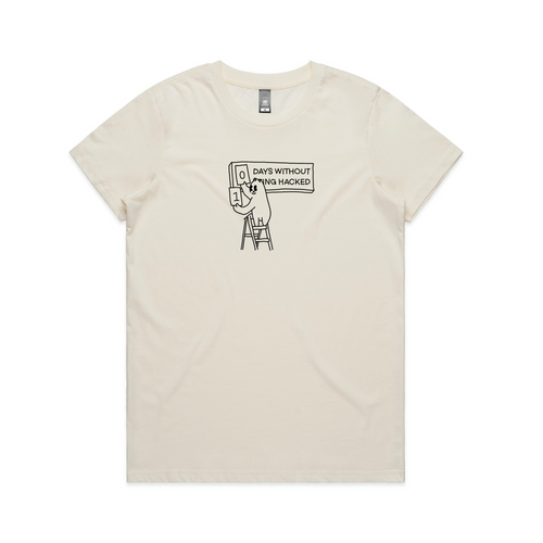 Days Without Hack Tee by Lonely Kids Club. All clothing from our T-shirts to our shorts and hoodies are ethically made, and printed packed and shipped from Sydney.