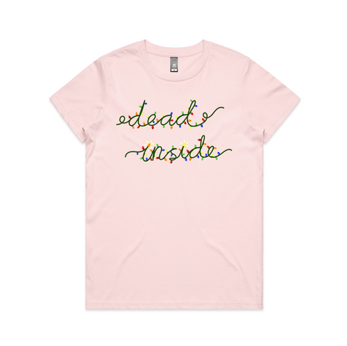 Dead Inside Christmas Lights Tee by Lonely Kids Club. All clothing from our T-shirts to our shorts and hoodies are ethically made, and printed packed and shipped from Sydney.