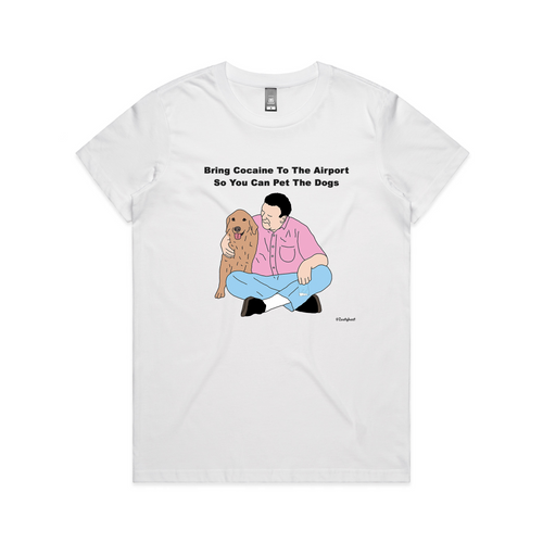 Drug Dog Tee by Lonely Kids Club. All clothing from our T-shirts to our shorts and hoodies are ethically made, and printed packed and shipped from Sydney.