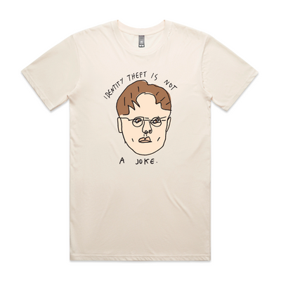 Identity Theft Tee by Lonely Kids Club. All clothing from our T-shirts to our shorts and hoodies are ethically made, and printed packed and shipped from Sydney.