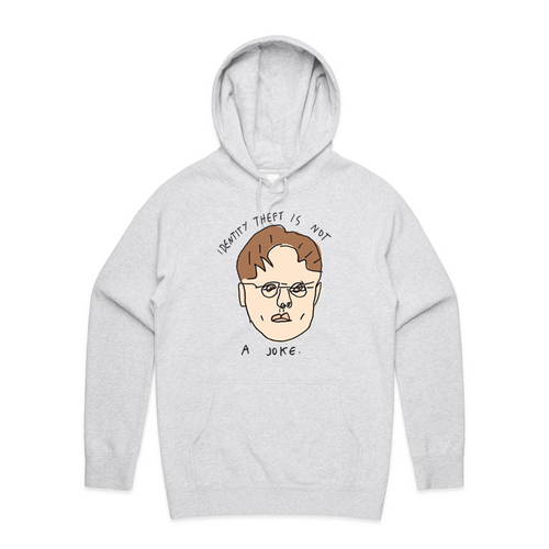 Identity Theft Hoodie by Lonely Kids Club. All clothing from our T-shirts to our shorts and hoodies are ethically made, and printed packed and shipped from Sydney.
