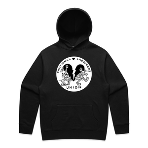 Emotional Labourer's Union Hoodie by Lonely Kids Club. All clothing from our T-shirts to our shorts and hoodies are ethically made, and printed packed and shipped from Sydney.