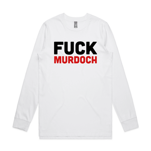 Fuck Murdoch Tee by Lonely Kids Club. All clothing from our T-shirts to our shorts and hoodies are ethically made, and printed packed and shipped from Sydney.