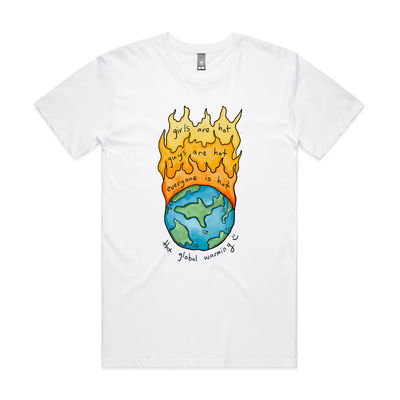 Global Warming Tee by Lonely Kids Club. All clothing from our T-shirts to our shorts and hoodies are ethically made, and printed packed and shipped from Sydney.