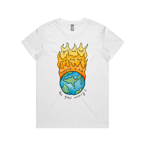 Global Warming Tee by Lonely Kids Club. All clothing from our T-shirts to our shorts and hoodies are ethically made, and printed packed and shipped from Sydney.
