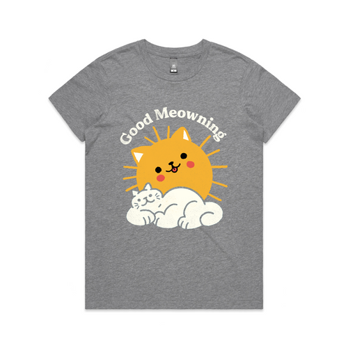 Good Meowning Tee by Lonely Kids Club. All clothing from our T-shirts to our shorts and hoodies are ethically made, and printed packed and shipped from Sydney.