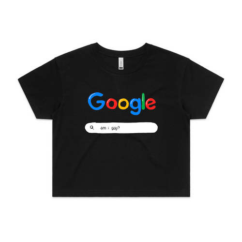 Google Am I Gay Tee by Lonely Kids Club. All clothing from our T-shirts to our shorts and hoodies are ethically made, and printed packed and shipped from Sydney.