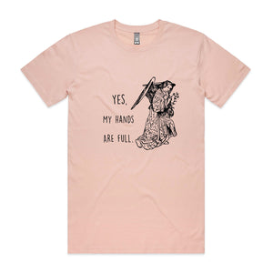 Hands Are Full Tee by Lonely Kids Club. All clothing from our T-shirts to our shorts and hoodies are ethically made, and printed packed and shipped from Sydney.