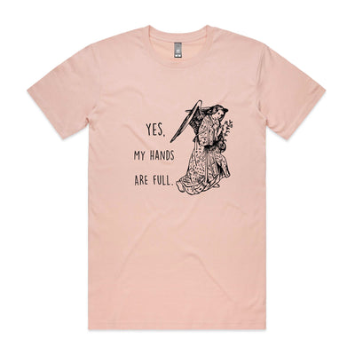 Hands Are Full Tee by Lonely Kids Club. All clothing from our T-shirts to our shorts and hoodies are ethically made, and printed packed and shipped from Sydney.