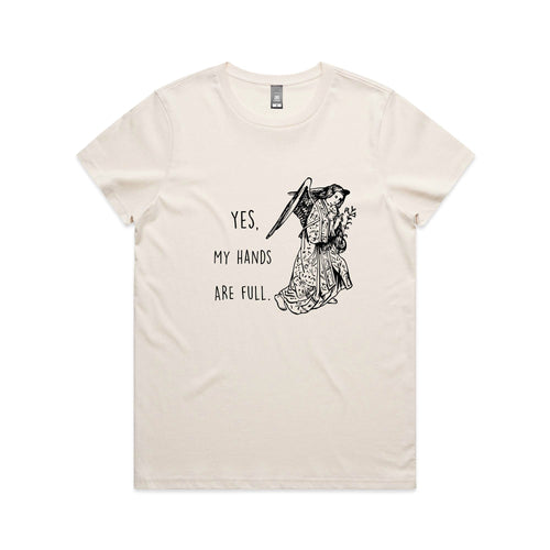 Hands Are Full Tee by Lonely Kids Club. All clothing from our T-shirts to our shorts and hoodies are ethically made, and printed packed and shipped from Sydney.
