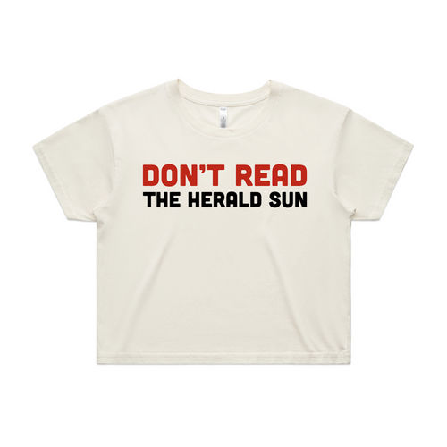 Don't Read The Herald Sun Tee by Lonely Kids Club. All clothing from our T-shirts to our shorts and hoodies are ethically made, and printed packed and shipped from Sydney.