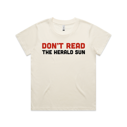 Don't Read The Herald Sun Tee by Lonely Kids Club. All clothing from our T-shirts to our shorts and hoodies are ethically made, and printed packed and shipped from Sydney.