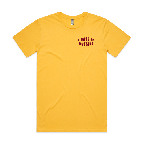 I Hate It Outside Tee by Lonely Kids Club. All clothing from our T-shirts to our shorts and hoodies are ethically made, and printed packed and shipped from Sydney.