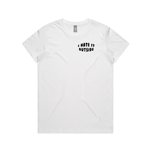 I Hate It Outside Tee by Lonely Kids Club. All clothing from our T-shirts to our shorts and hoodies are ethically made, and printed packed and shipped from Sydney.