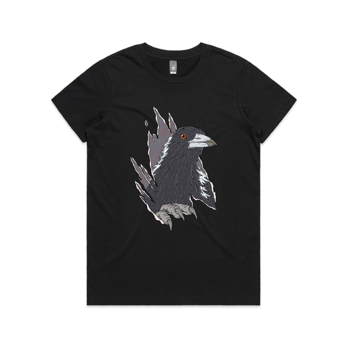 Magpie Attack Tee by Lonely Kids Club. All clothing from our T-shirts to our shorts and hoodies are ethically made, and printed packed and shipped from Sydney.