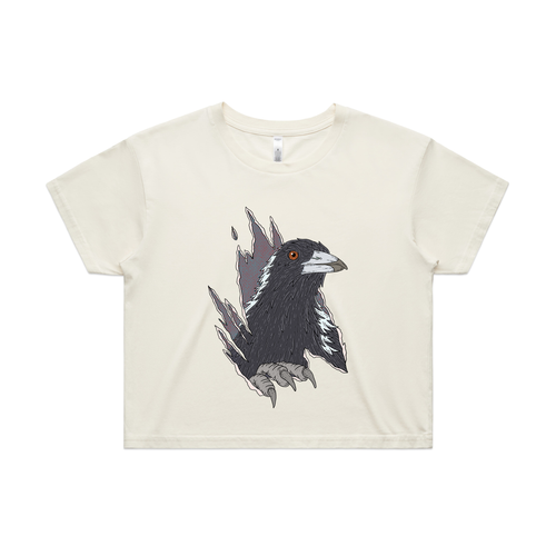Magpie Attack Tee by Lonely Kids Club. All clothing from our T-shirts to our shorts and hoodies are ethically made, and printed packed and shipped from Sydney.
