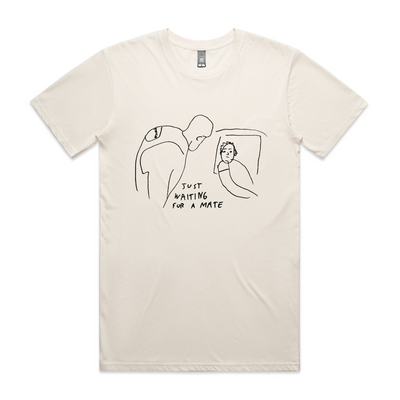 Waiting For A Mate Tee by Lonely Kids Club. All clothing from our T-shirts to our shorts and hoodies are ethically made, and printed packed and shipped from Sydney.