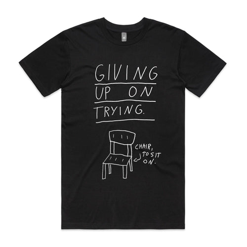 Giving Up Tee by Lonely Kids Club. All clothing from our T-shirts to our shorts and hoodies are ethically made, and printed packed and shipped from Sydney.