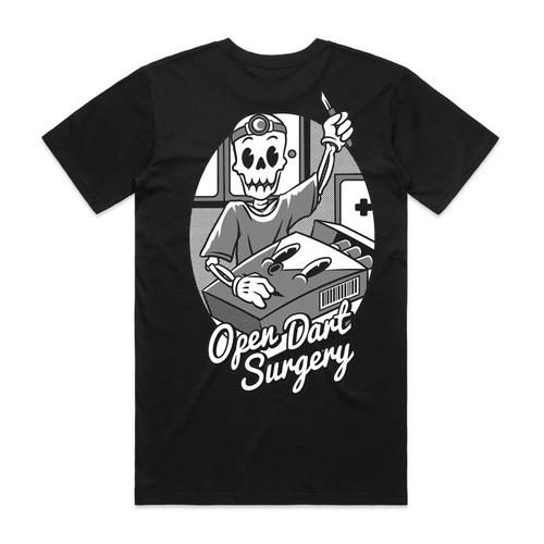 Open Dart Surgery Tee by Lonely Kids Club. All clothing from our T-shirts to our shorts and hoodies are ethically made, and printed packed and shipped from Sydney.