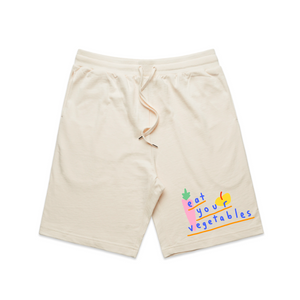 Eat Your Vegetables Shorts by Lonely Kids Club. All clothing from our T-shirts to our shorts and hoodies are ethically made, and printed packed and shipped from Sydney.