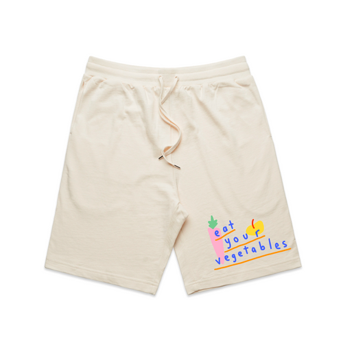 Eat Your Vegetables Shorts by Lonely Kids Club. All clothing from our T-shirts to our shorts and hoodies are ethically made, and printed packed and shipped from Sydney.