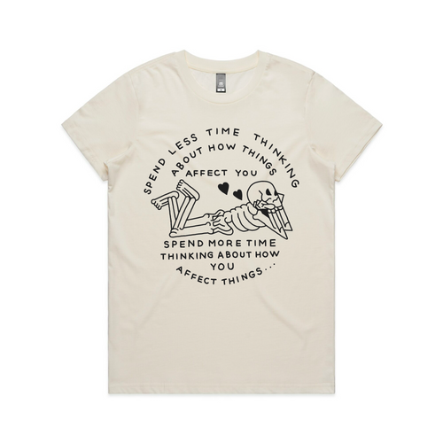 Spend Less Time Tee by Lonely Kids Club. All clothing from our T-shirts to our shorts and hoodies are ethically made, and printed packed and shipped from Sydney.