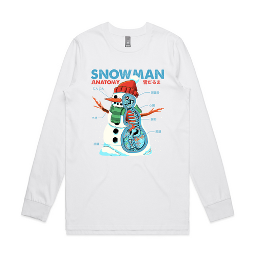 Snowman Anatomy Tee by Lonely Kids Club. All clothing from our T-shirts to our shorts and hoodies are ethically made, and printed packed and shipped from Sydney.