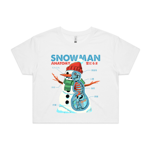 Snowman Anatomy Tee by Lonely Kids Club. All clothing from our T-shirts to our shorts and hoodies are ethically made, and printed packed and shipped from Sydney.