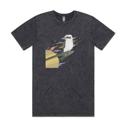 Space Kookaburra Tee by Lonely Kids Club. All clothing from our T-shirts to our shorts and hoodies are ethically made, and printed packed and shipped from Sydney.