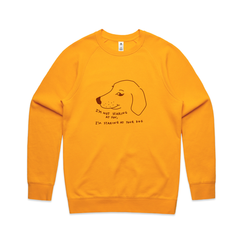 Staring At Your Dog Jumper by Lonely Kids Club. All clothing from our T-shirts to our shorts and hoodies are ethically made, and printed packed and shipped from Sydney.