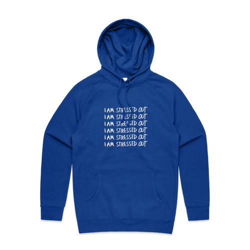 Stressed Out Hoodie by Lonely Kids Club. All clothing from our T-shirts to our shorts and hoodies are ethically made, and printed packed and shipped from Sydney.