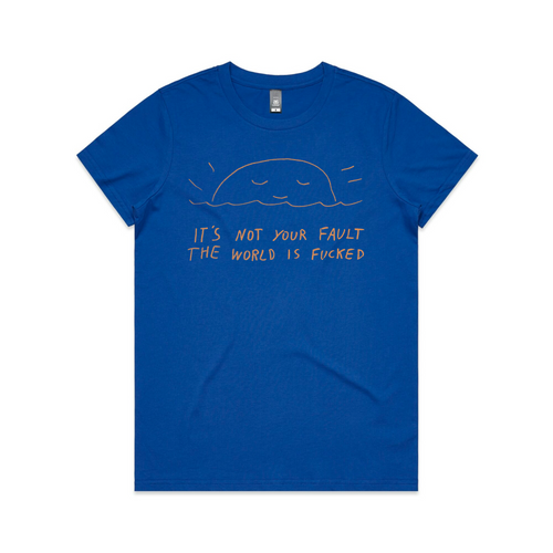 Not Your Fault Tee by Lonely Kids Club. All clothing from our T-shirts to our shorts and hoodies are ethically made, and printed packed and shipped from Sydney.