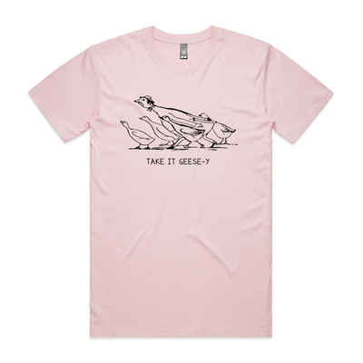 Take it Geese-y Tee by Lonely Kids Club. All clothing from our T-shirts to our shorts and hoodies are ethically made, and printed packed and shipped from Sydney.