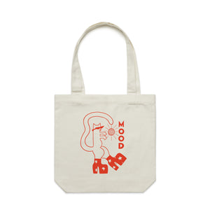 Mood Cat Tote by Lonely Kids Club. All clothing from our T-shirts to our shorts and hoodies are ethically made, and printed packed and shipped from Sydney.